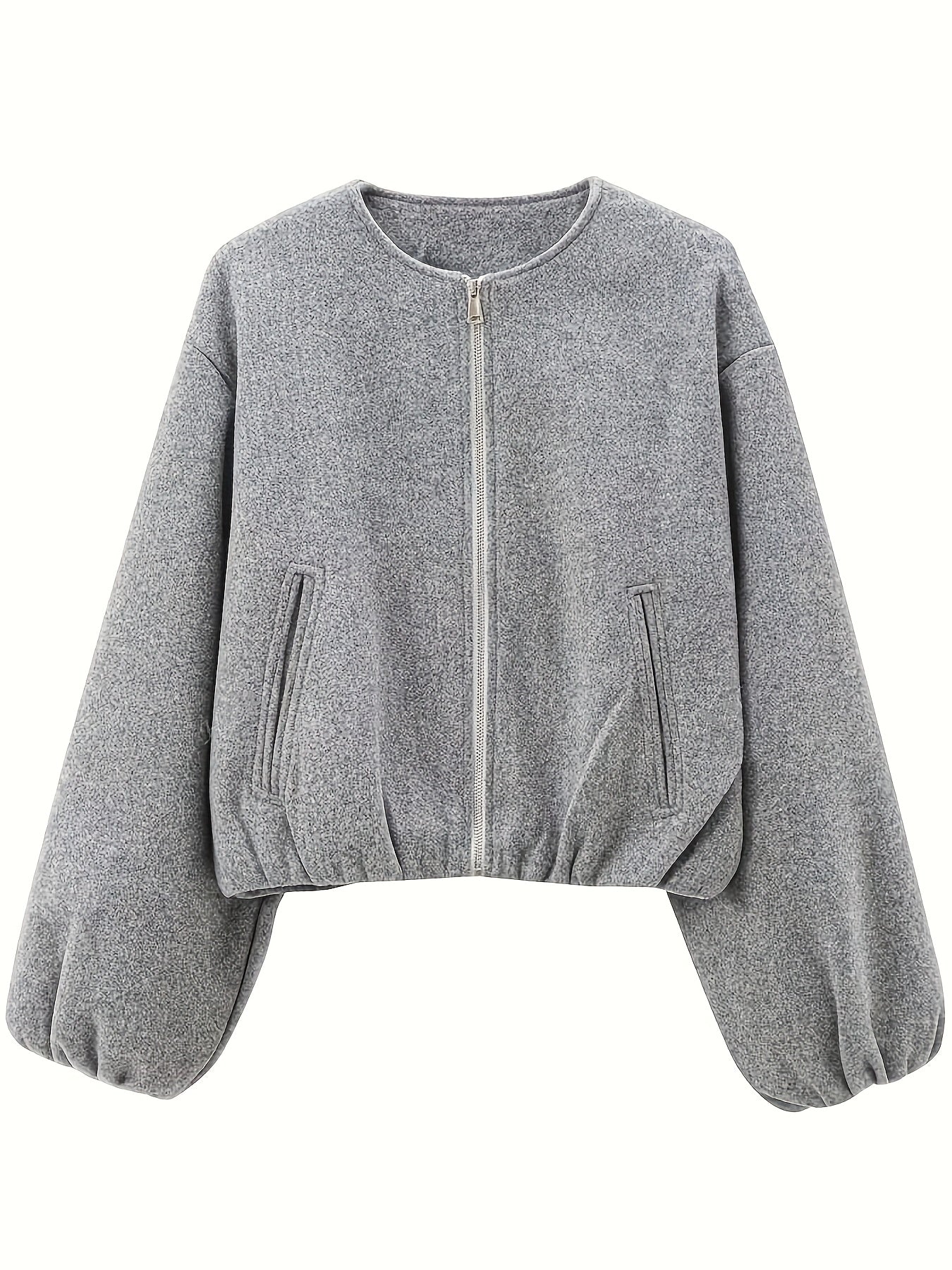 Jaqueta Elegante Feminina - Casaco de Zíper Macio e Não Elástico, Roupa Externa para Todas as Estações e Eventos Formais, Blazer Estruturado Transparente, Vestuário Versátil com Silhueta Clássica e Construção de Qualidade, Moda Feminina