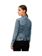 Jaqueta Jeans Feminina NOROZE | Estilo Clássico Trucker com Detalhe Lavado | Jaqueta Casual de Algodão com Design Western para Mulheres