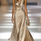 Backless Champagne Mermaid Evening Dress