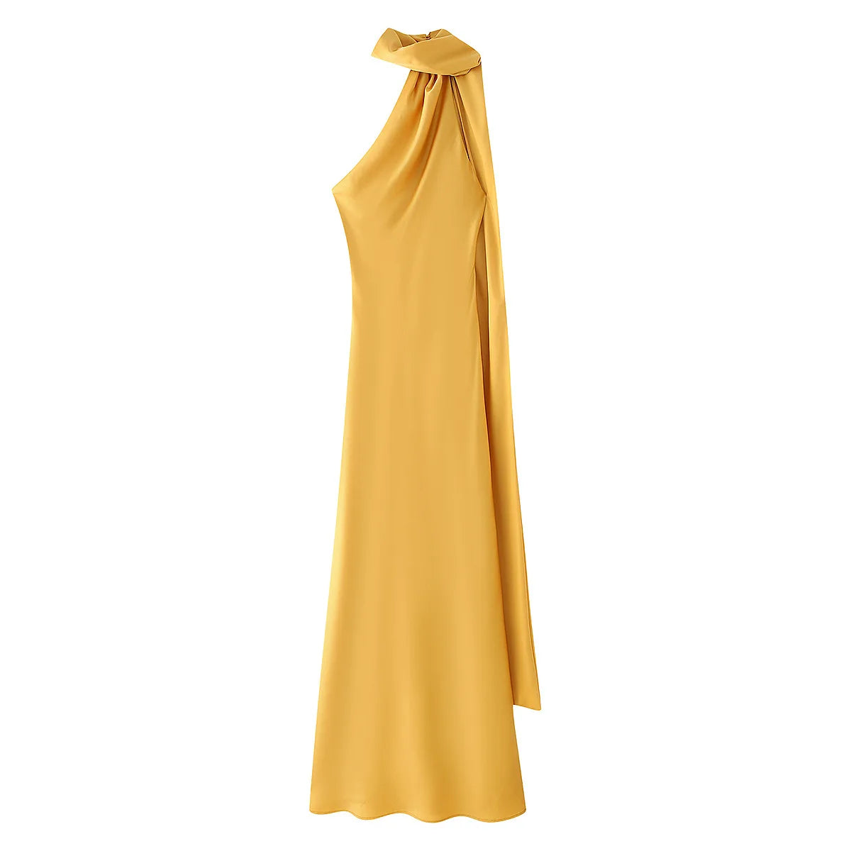 Elegant Soft Silk Satin Halter Maxi Dress - VEITCHE