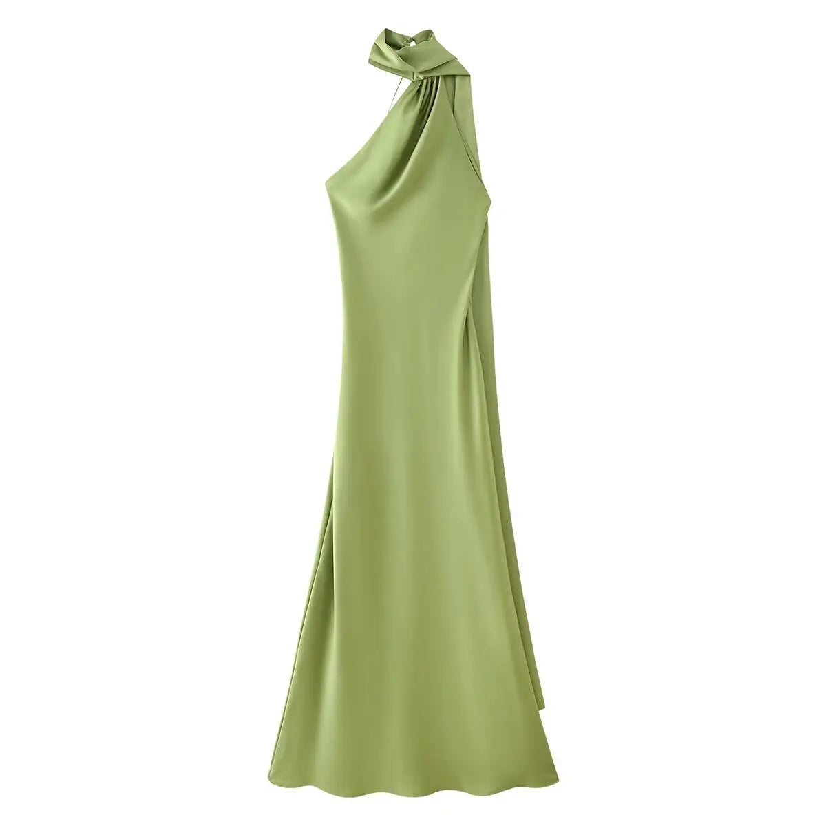 Elegant Soft Silk Satin Halter Maxi Dress - VEITCHE