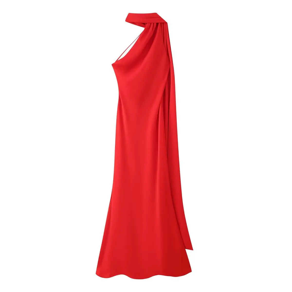 Elegant Soft Silk Satin Halter Maxi Dress - VEITCHE