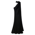 Elegant Soft Silk Satin Halter Maxi Dress - VEITCHE