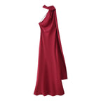 Elegant Soft Silk Satin Halter Maxi Dress - VEITCHE