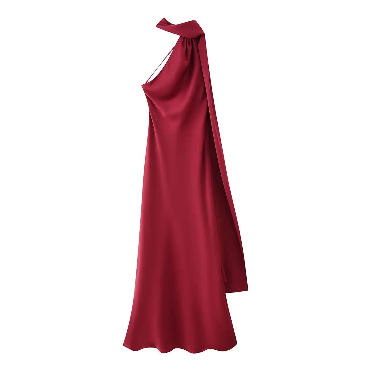 Elegant Soft Silk Satin Halter Maxi Dress - VEITCHE